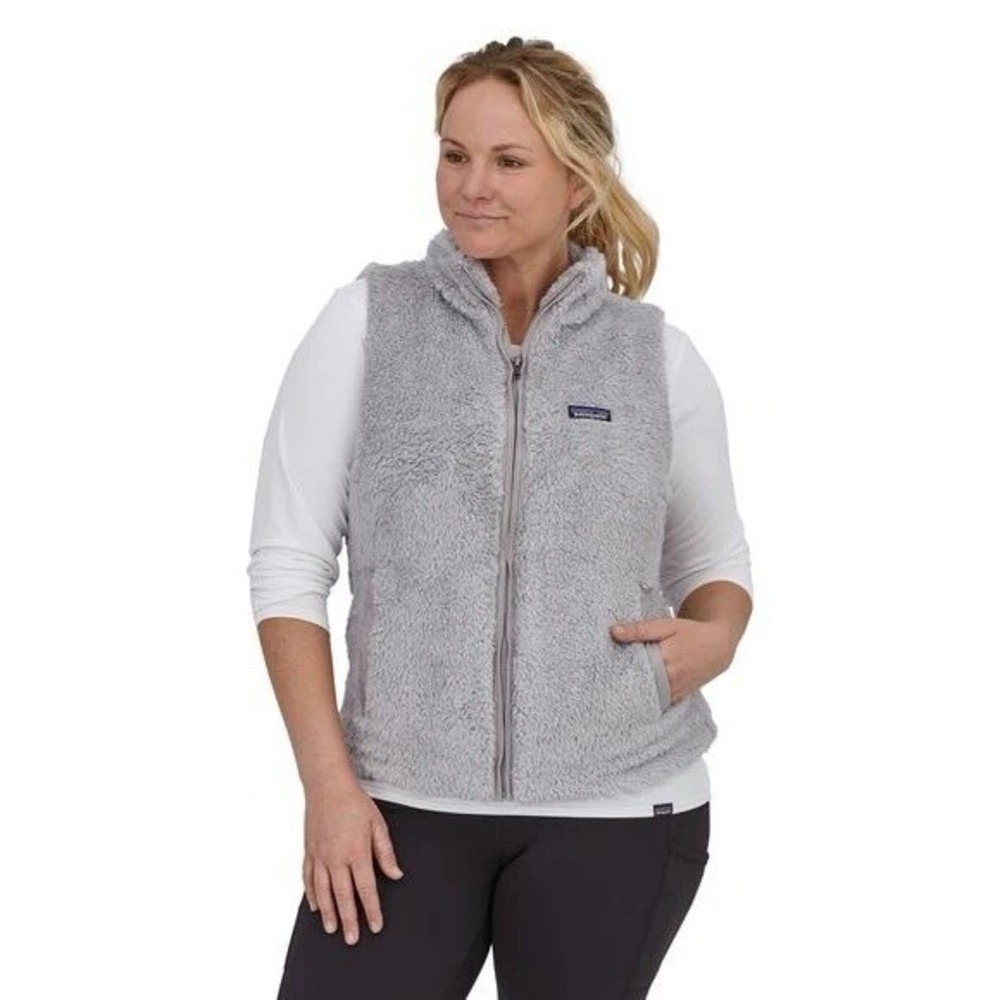 Patagonia Women's Los Gatos Fleece Vest Gray Size Large M Soft Sherpa Zip Up